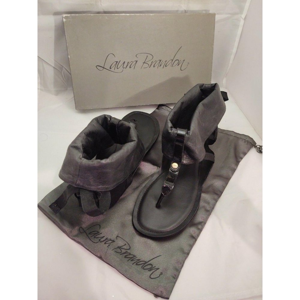 New Laura Brandon Gladiator Sandals Black 9.5